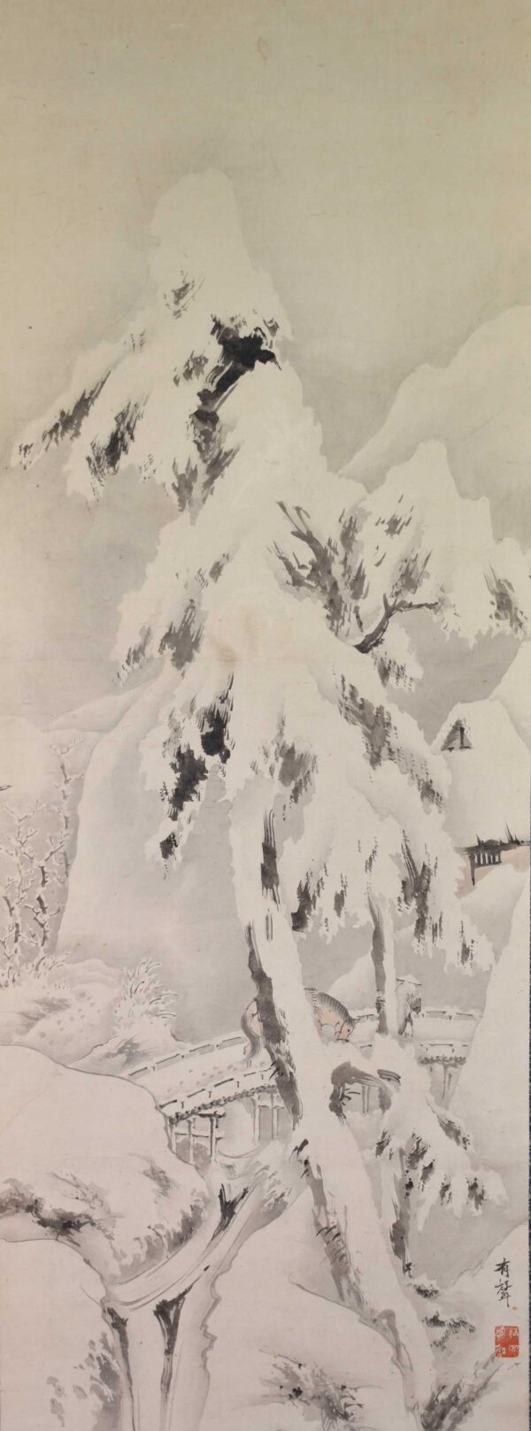 Hanging scroll painting 'Winter landscape' - Image 6