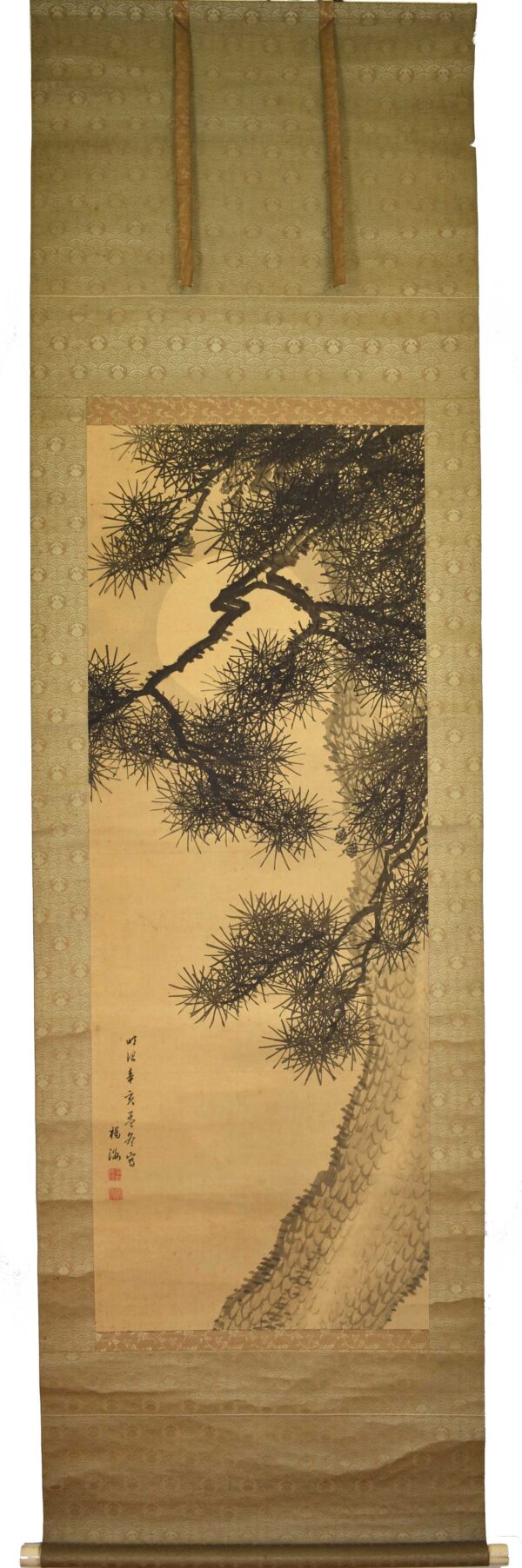 Hanging scroll painting 'Moon and pine tree' - Image 2