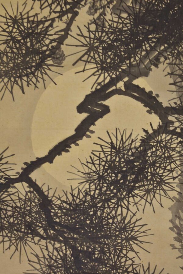 Hanging scroll painting 'Moon and pine tree' - Image 4