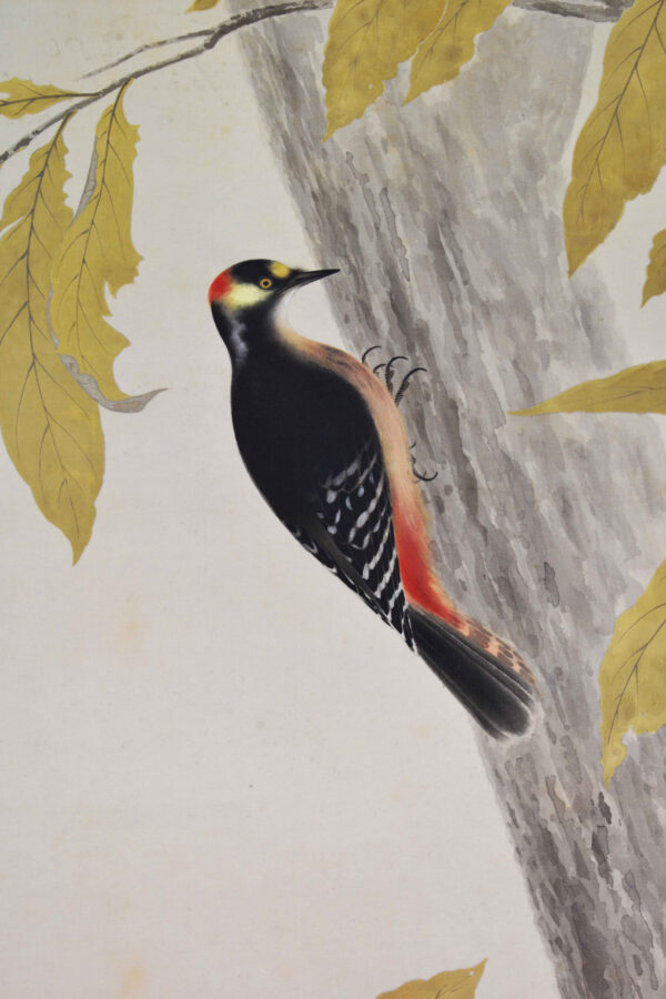 Hanging scroll painting 'Autumn tree and bird' - Image 4