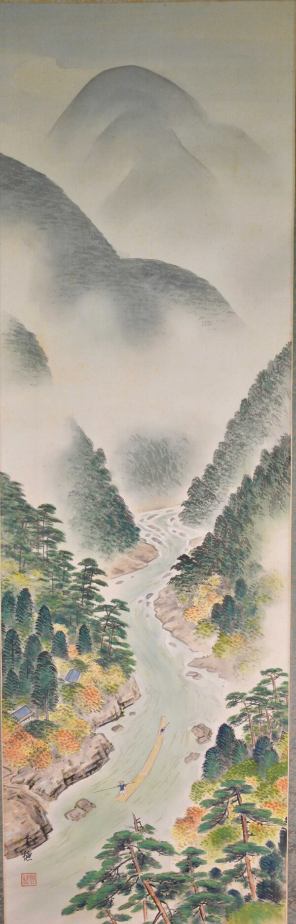 Hanging scroll painting 'Rafting in autumn' - Image 5