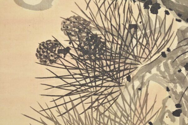 Hanging scroll painting 'Two cranes on a pine tree' - Image 6