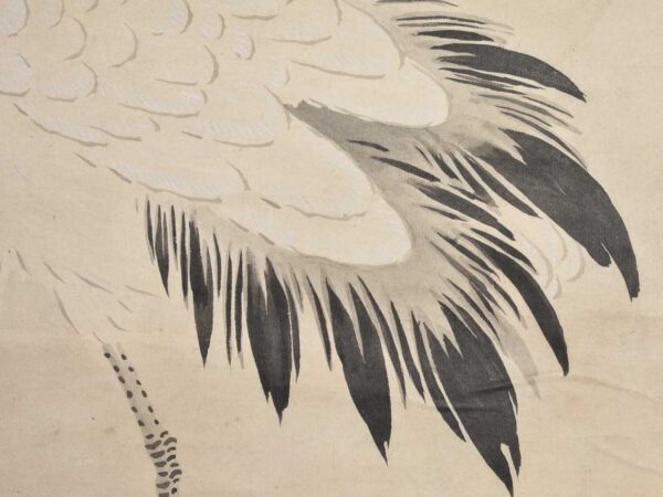 Hanging scroll painting on paper 'Crane under a pine tree' - Image 6