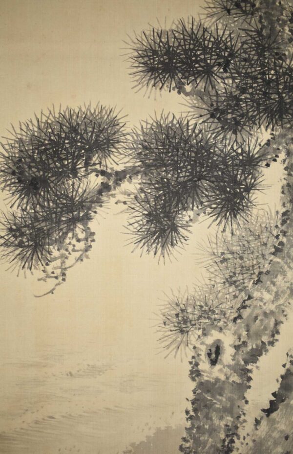 Hanging scroll painting 'Old pine trees by the sea' - Image 4