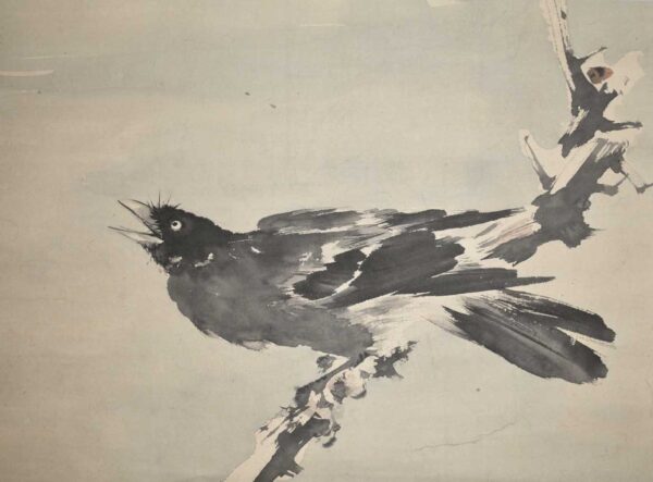 Hanging scroll painting 'Raven perching on a dead tree in the snow' - Image 3