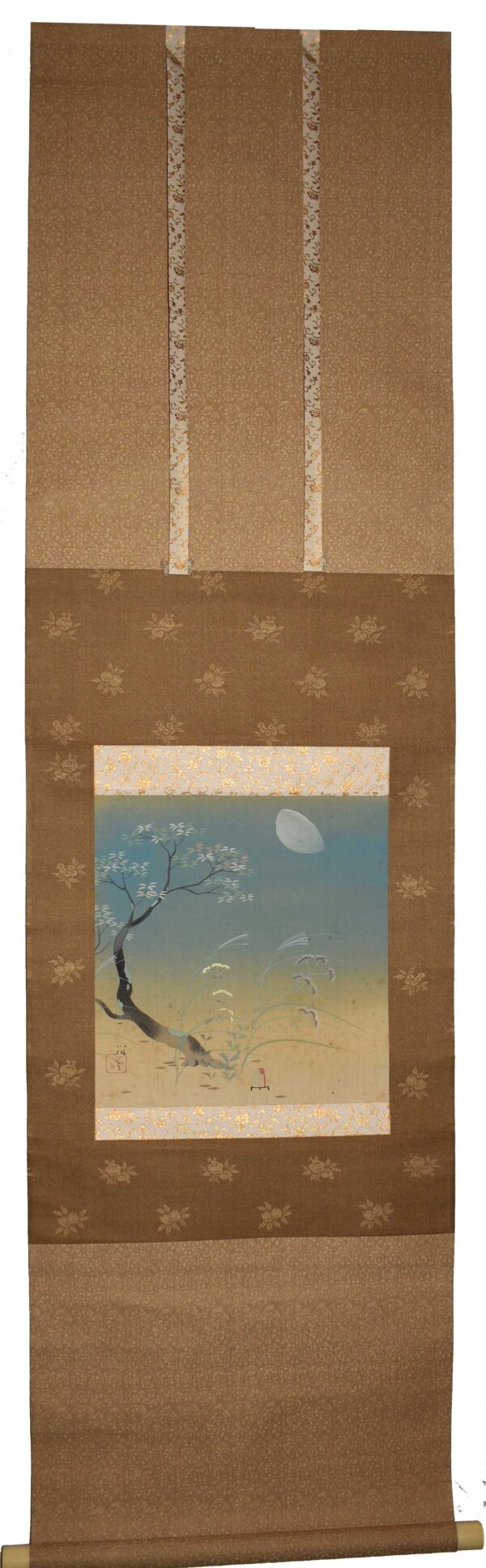 Hanging scroll painting 'Blossoming tree and the moon' - Image 2