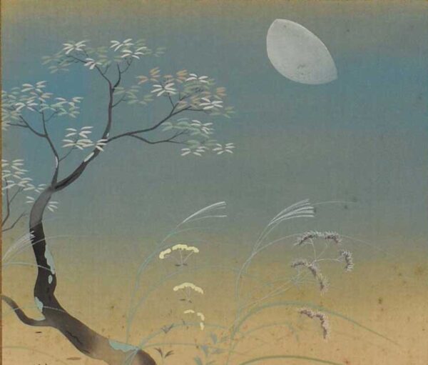 Hanging scroll painting 'Blossoming tree and the moon' - Image 3