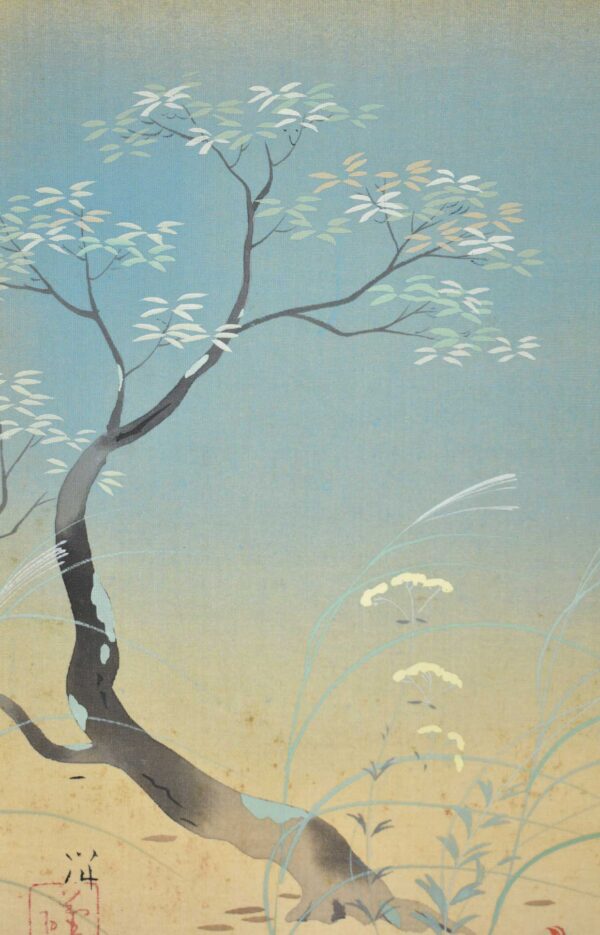 Hanging scroll painting 'Blossoming tree and the moon' - Image 4