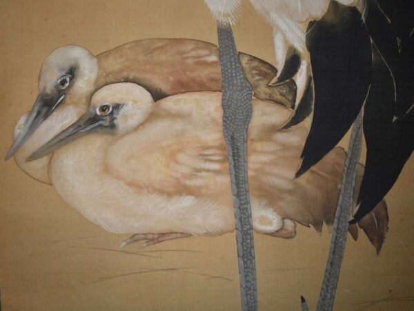 Hanging scroll painting 'Crane with its young' - Image 4