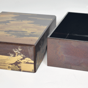 Lacquered Urushi wood-box - High-class Japanese garden Makie - Shōwa period